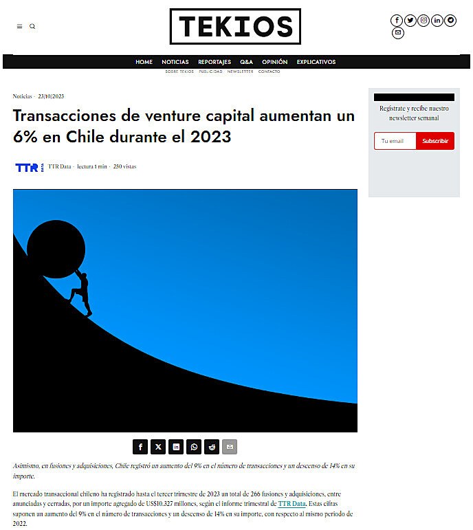 Transacciones de venture capital aumentan un 6% en Chile durante el 2023